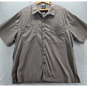 ScotteVest Button Up Shirt Mens XL Gray Short Sleeve Travel Hidden Pockets